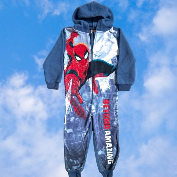 Kids Spider Hero Hooded Jumpsuit Pajama – Zip-Up One-Piece - Picture 5 of 7